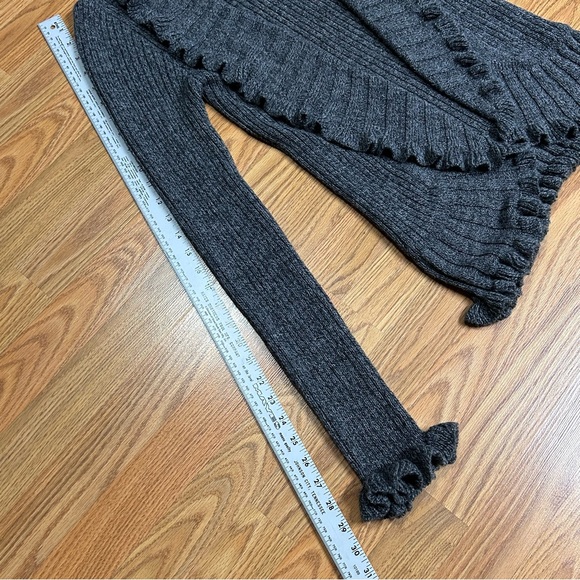 Elisabetta Collection Size M Gray Wool Blend Open Cardigan Sweater Ruffle - Picture 14 of 15